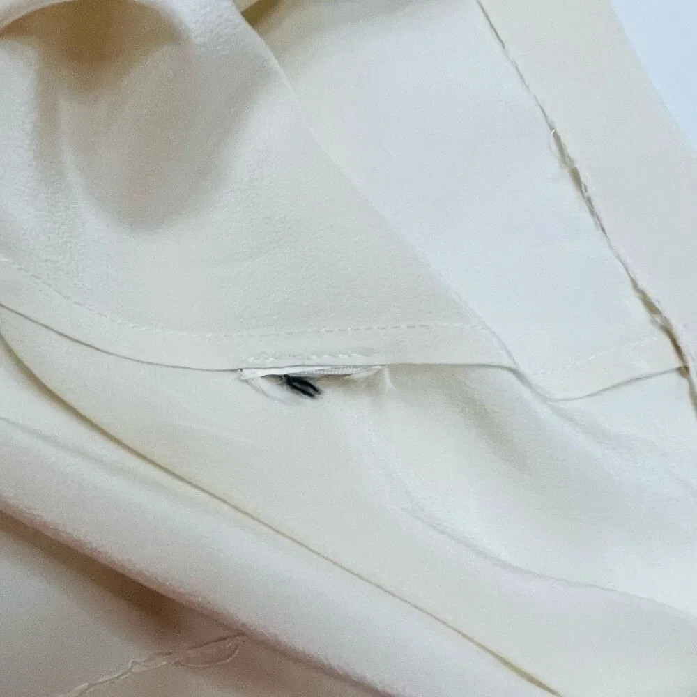 Kate Spade Addie Top Silk Split Neck Pleated Tank Top Cream Size 10